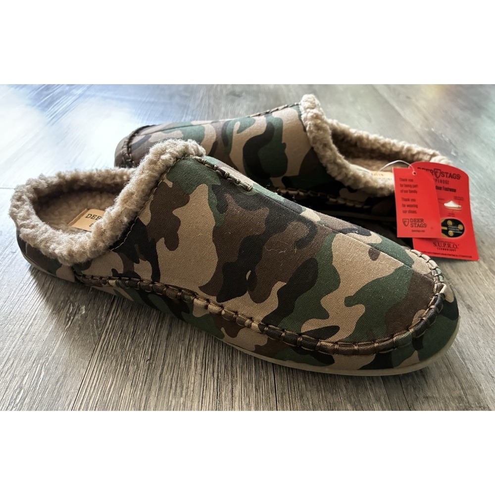 Deer Stags Nordic Slippers Men 14 M Camouflage Faux Shearling Slip On NWT Shoes